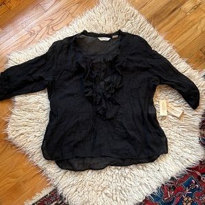 Denim & Supply Ralph Lauren Semi-Sheer Cotton Ruffle Blouse